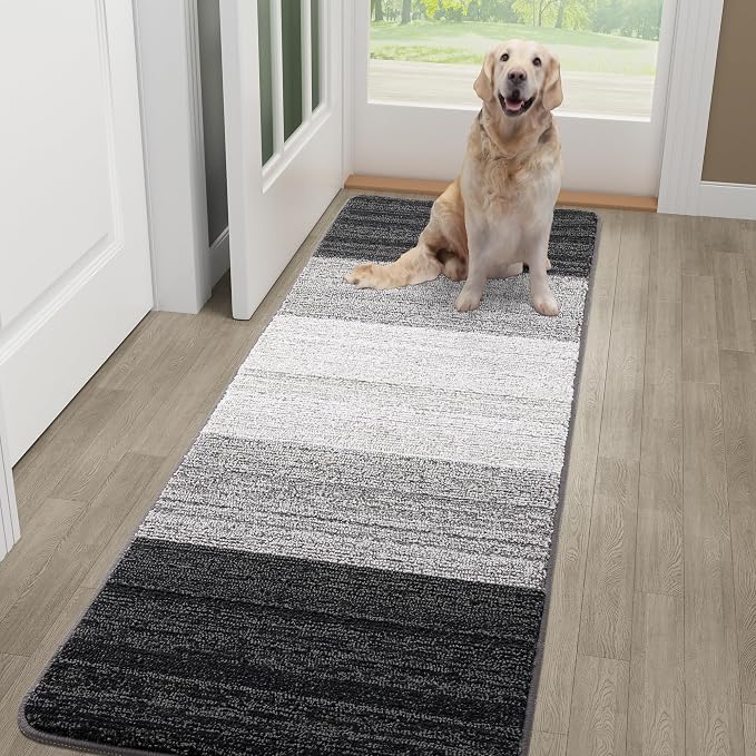 Kitinjoy Indoor Outdoor Door Mat, 59x20 Non-Slip Absorbent Dirt Trapper