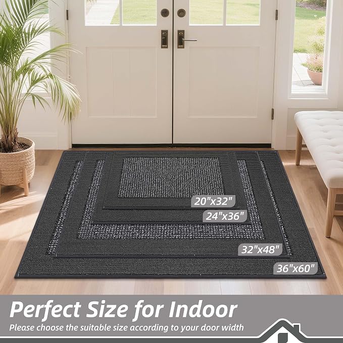 BEQHAUSE Indoor Door Mat 20" x 32", Dirt Trapper Door Mats Non-Slip Entryway