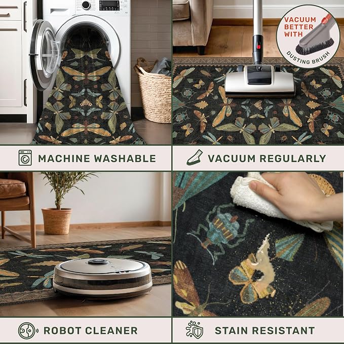 Hazo Haus Washable Black 6ft Round Area Rugs