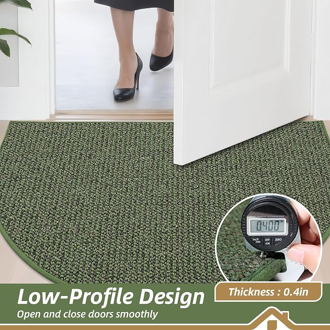 BEQHAUSE Dirt Trapper Door Mat 24" x 36" Half Circle Non-Slip Washable Doormats