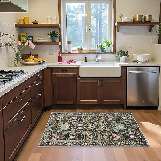 3x5 Living Room Area Rugs: Vintage Washable Non-Slip Rug