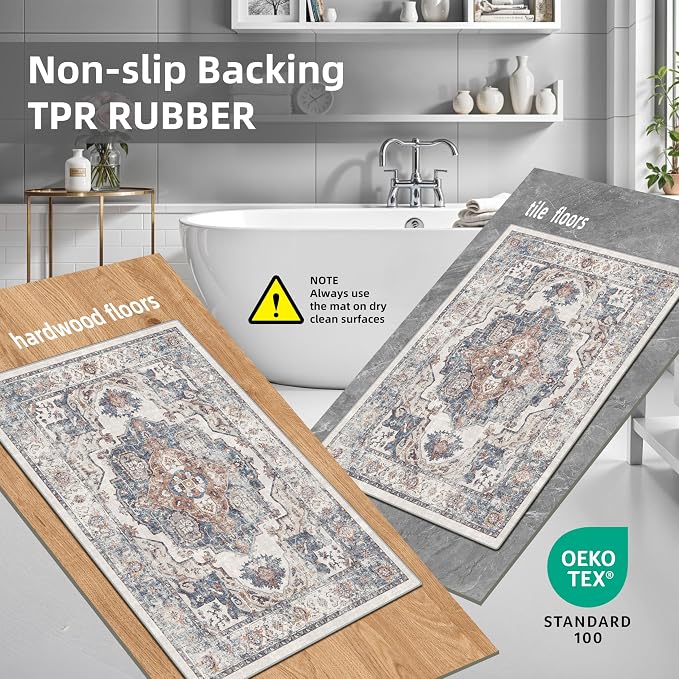 4 Pieces Kitchen Rug Set: Washable Water Resisitant Carpet