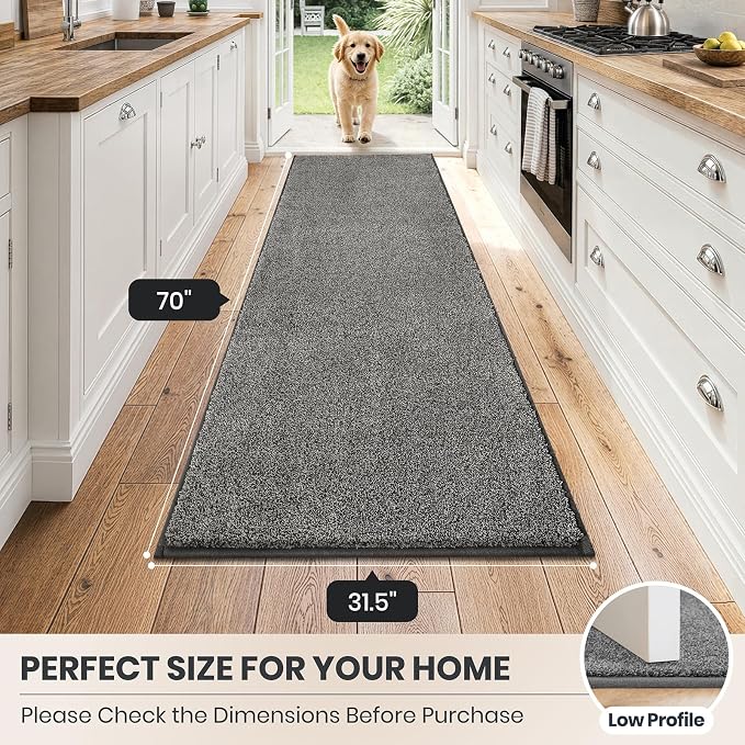 PURRUGS Dirt Trapping Door Mat 31.5" x 70", Non-Slip Machine Washable Entryway