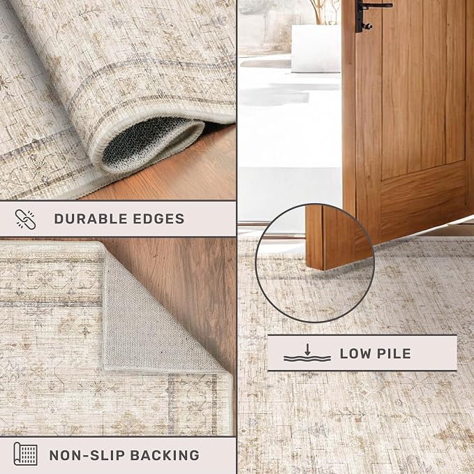 3x6 Wide Area Rugs for Hallways Non Slip, Machine Washable Rug for Kitchen Floor