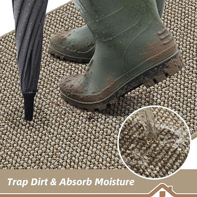 BEQHAUSE Dirt Trapper Door Mat 17"x30", Non-Slip Doormats Washable Entryway Rugs
