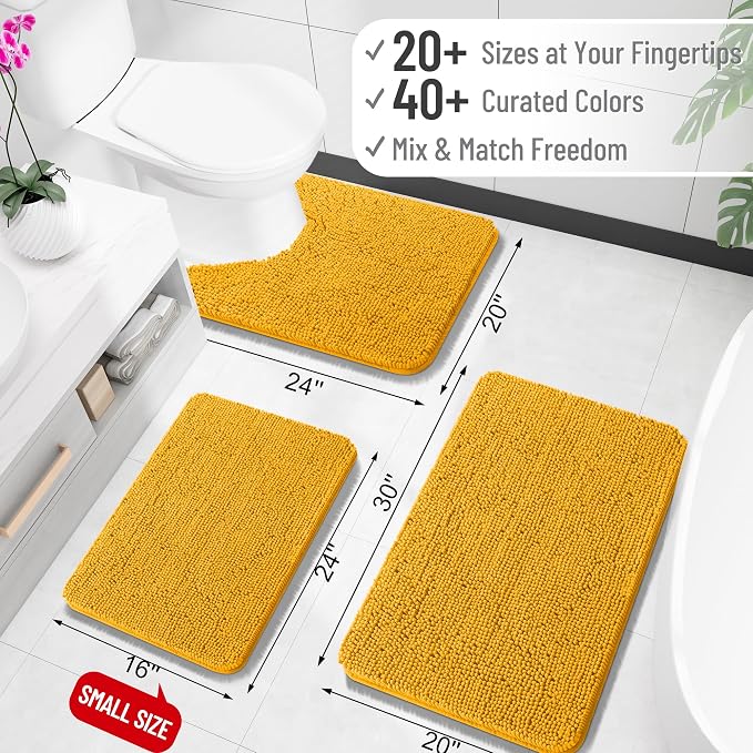 OLANLY Bathroom Rugs 34x21, Extra Soft Absorbent Chenille Bath Rugs, Rubber