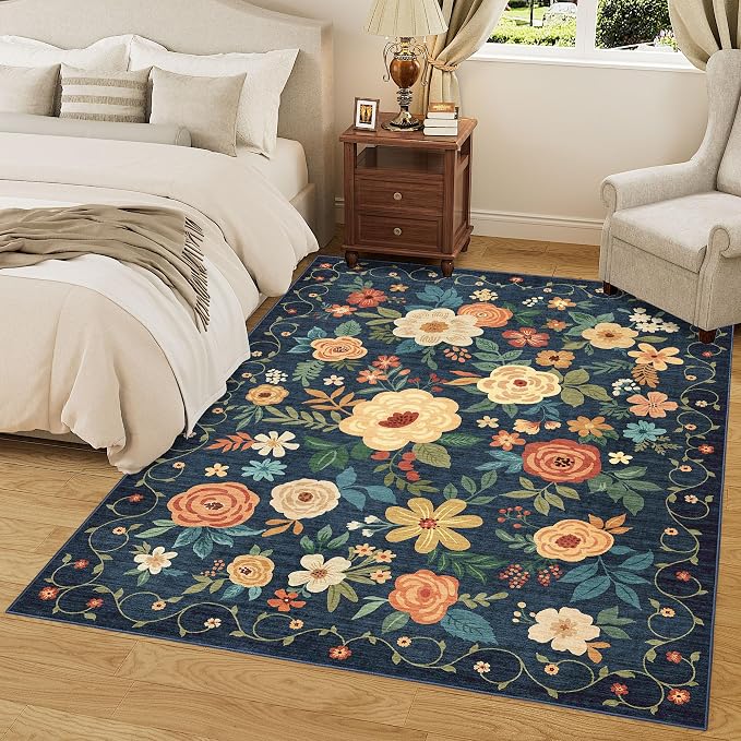 DUKINO 8x10 Area Rug, Floral Rugs