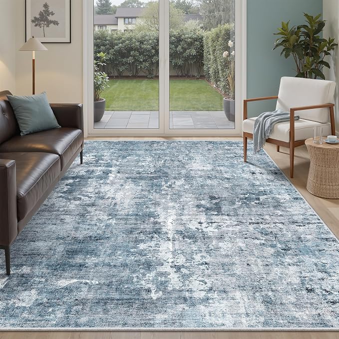 Soalmost 7x9 Area Rug for Living Room Washable Abstract Vintage Soft Thin