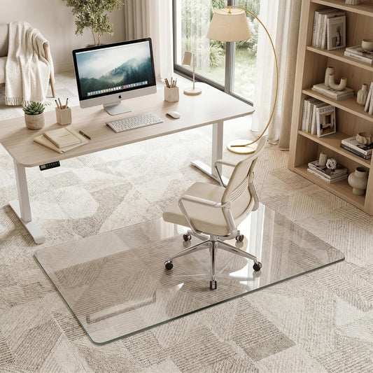 Antok 30"x48" Tempered Glass Chair Mat, 0.2" Heavy Duty Floor Mat, Office