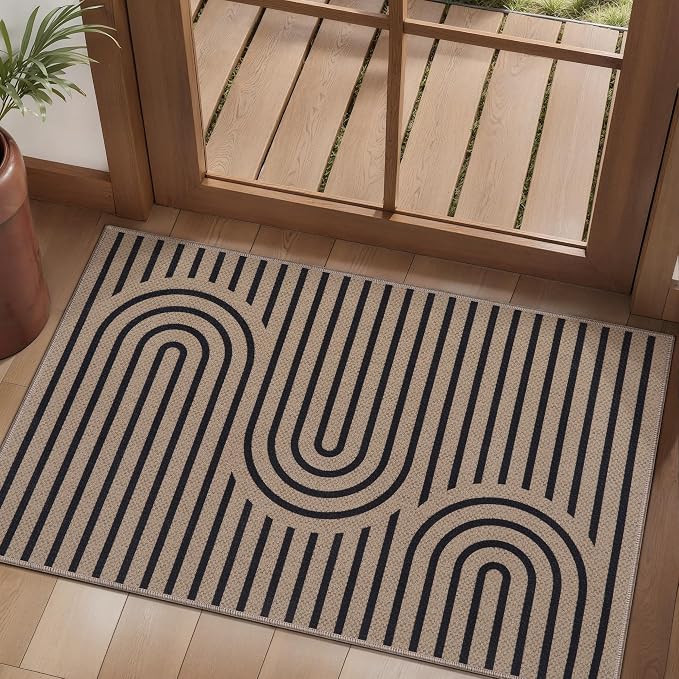 Tangsoo Easy Jute Rug 2x3 Outdoor Rug, Small Washable Non-Slip Rug