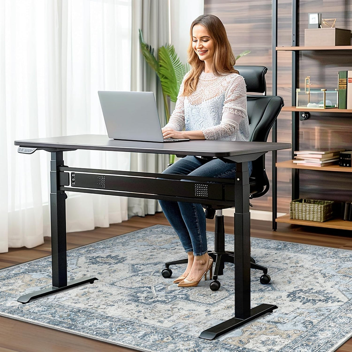 36"x48" Office Chair Mat for Hardwood Floor, Non-Slip Washable Blue