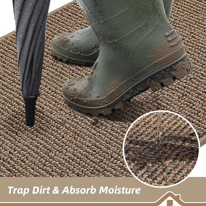 BEQHAUSE Dirt Trapper Door Mat 24" x 60", Non-Slip Washable Doormats Entrance