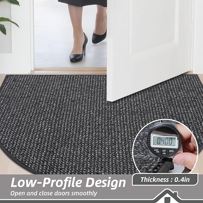 BEQHAUSE Dirt Trapper Door Mat 24" x 36" Half Circle Non-Slip Washable Doormats
