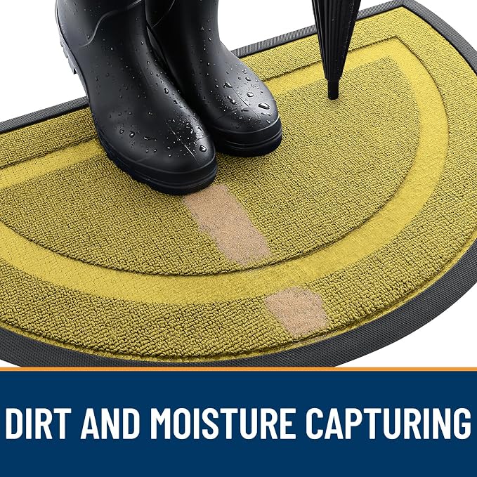 OLANLY Half Circle Door Mat Indoor Outdoor Entrance Welcome, Waterproof