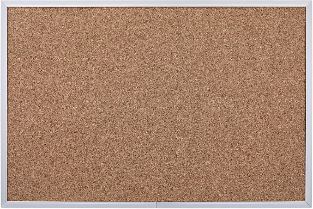 Universal 43613 Bulletin Board, Natural Cork, 36 x 24, Satin-Finished Aluminum Frame