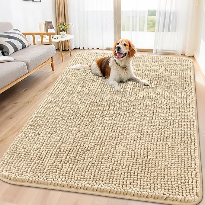 Smiry Dog Door Mat for Muddy Paws 70x32, Absorbent Dirt Trapper, Non-Slip