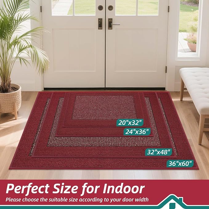 BEQHAUSE Indoor Door Mat 24" x 36", Dirt Trapper Door Mats Non-Slip Entryway