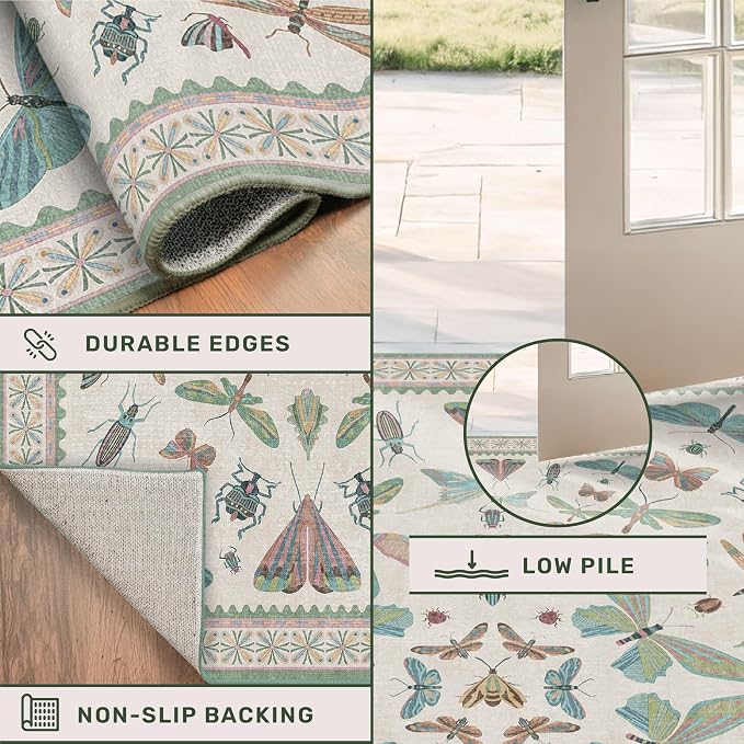 Hazo Haus Washable Boho Bathroom Rug 2x3, Small Throw Rugs