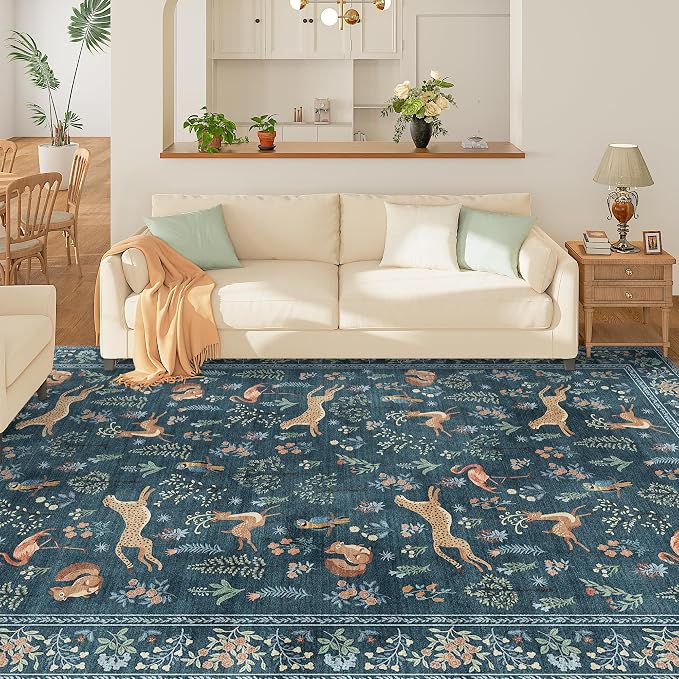 DUKINO 8x10 Rug, Washable Animal Living Room Rug