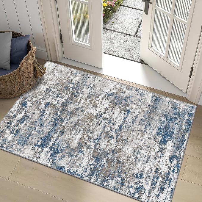 3x5 Area Rug Washable Entryway Rug Non Slip Abstract Tear and Stain Resistance