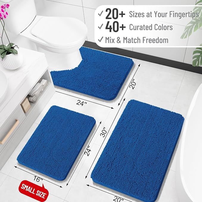 OLANLY Bathroom Runner Rugs 47x20, Soft Absorbent Chenille Bath Rugs, Rubber