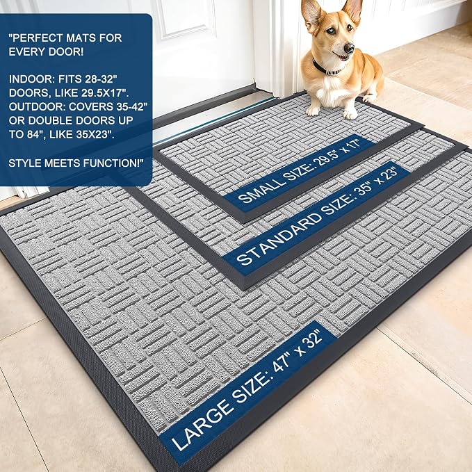 OLANLY Front Door Mat Outside Entrance 29.5x17, Heavy Duty Sturdy Natural