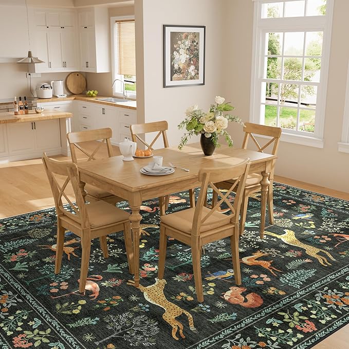 DUKINO 5x7 Rug, Washable Animal Living Room Rug
