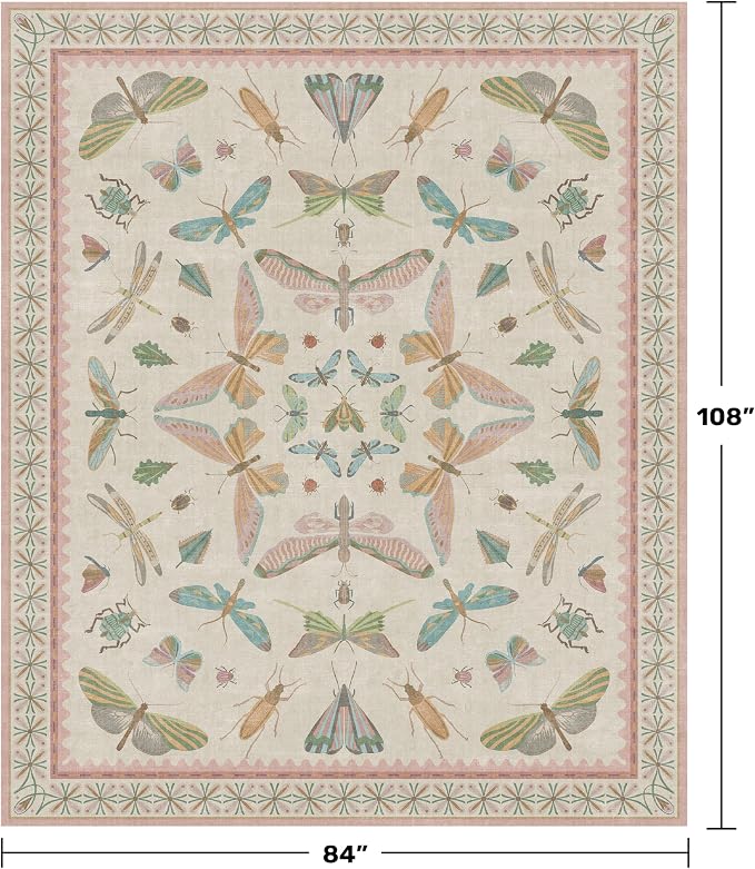 Hazo Haus 7x9 Cute Insect Rugs for Girls Bedroom