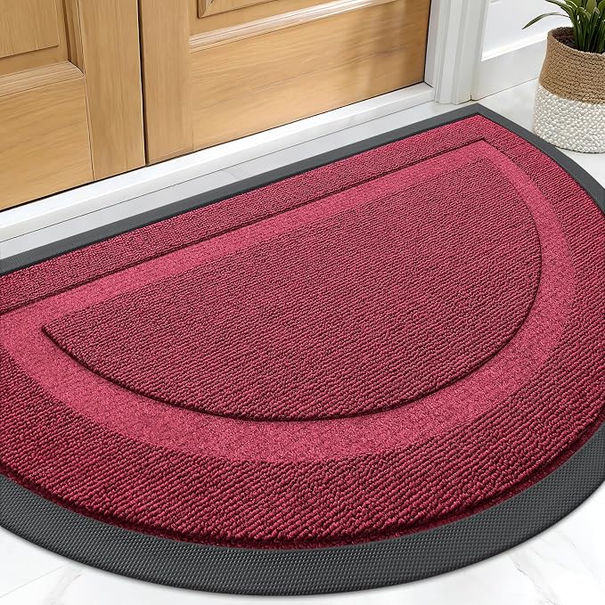 OLANLY Half Circle Door Mat Indoor Outdoor Entrance Welcome, Waterproof