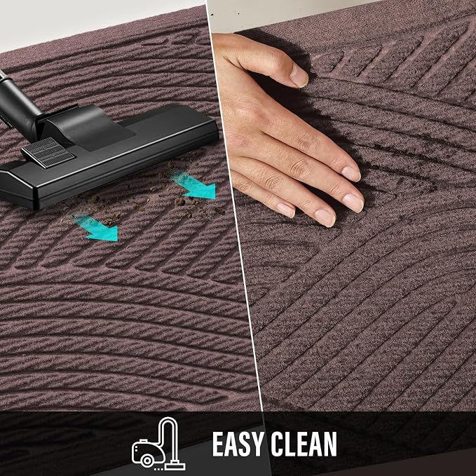 HIYARD Sturdy Front Door Mat, Absorbent Muddy Dirt Resist Welcome Door Mats