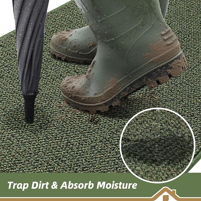 BEQHAUSE Dirt Trapper Door Mat 24" x 36" Half Circle Non-Slip Washable Doormats