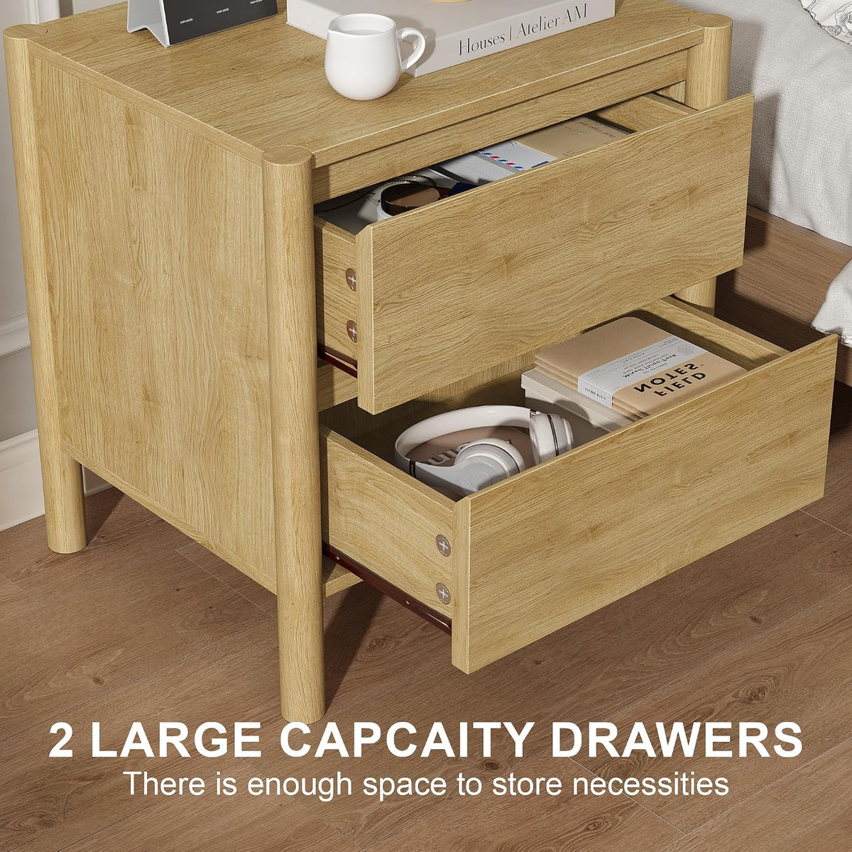63in Oak 9 Drawer Dresser & 2 Nightstand Set, 3 Pcs Bedroom Furniture