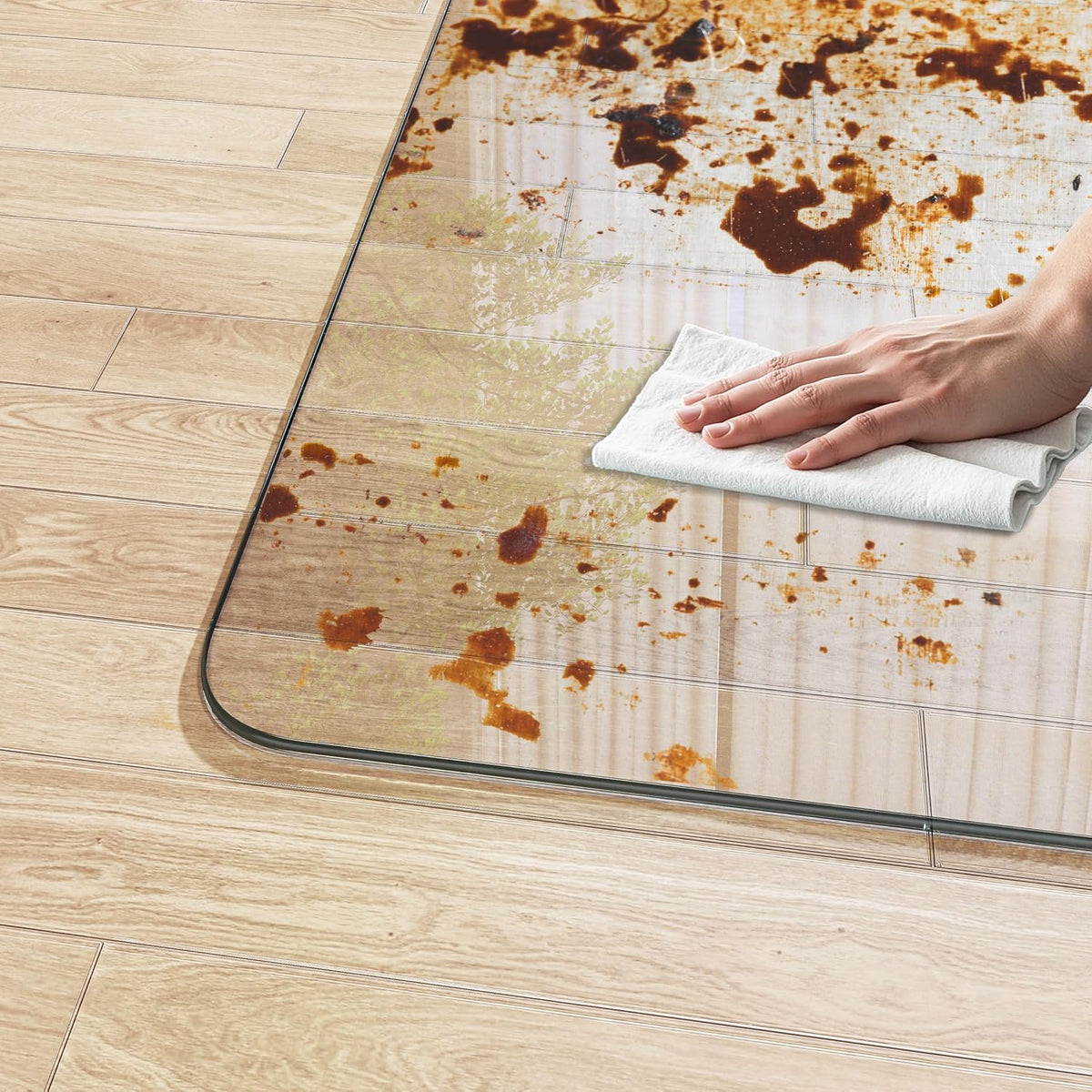 Tempered Glass Office Chair Mat, 48" x 30" Heavy Duty Chair Mat for Carpet, 1,000lb, Glides Smoothly, Polished Edge, Transparent, Easy Clean, Protector Mats for Hardwood Floors Carpet