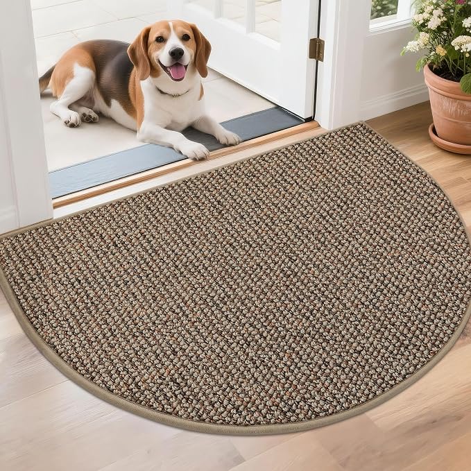 BEQHAUSE Dirt Trapper Door Mat 26" x 40" Half Circle Non-Slip Washable Doormats