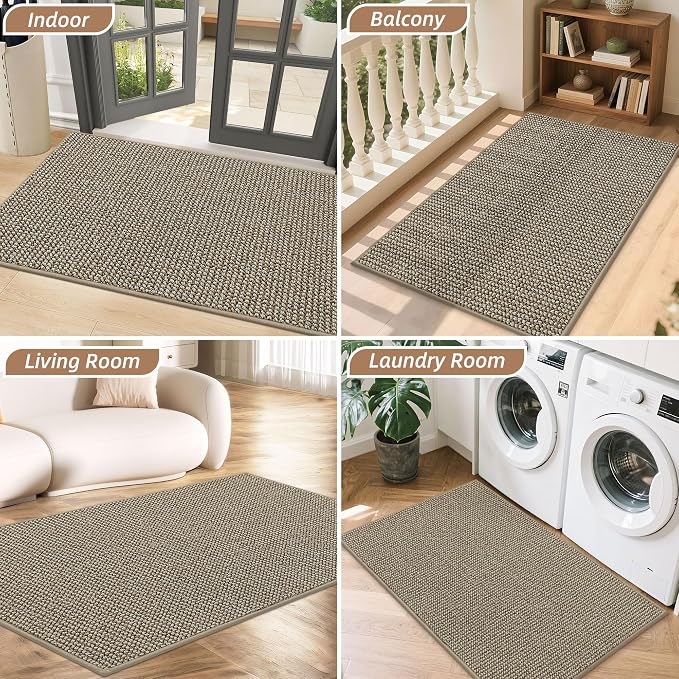 BEQHAUSE Dirt Trapper Door Mat 17"x30", Non-Slip Doormats Washable Entryway Rugs