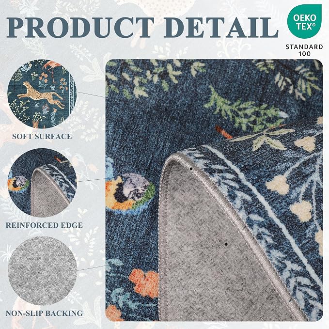 DUKINO 2.6x8 Rug for Hallway, Washable Kitchen Runner Rug