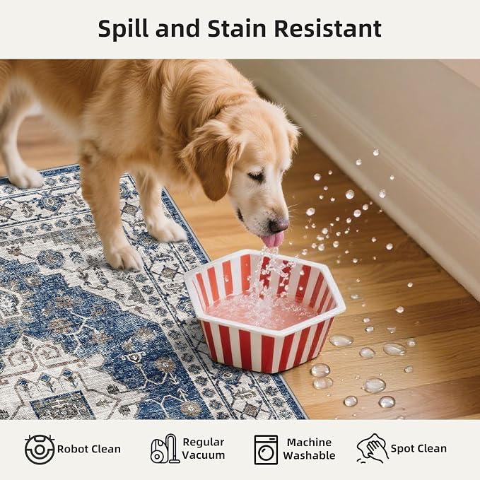 Washable 4-Piece Kitchen Floor Mats: Farmhouse Non-Slip Kitchen Sink Rug Easy