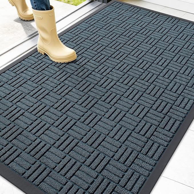 OLANLY Front Door Mat Outside Entrance 47x32, Heavy Duty Sturdy Natural Rubber