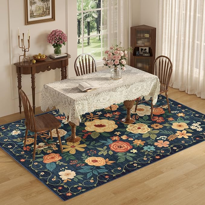 DUKINO 8x10 Area Rug, Floral Rugs
