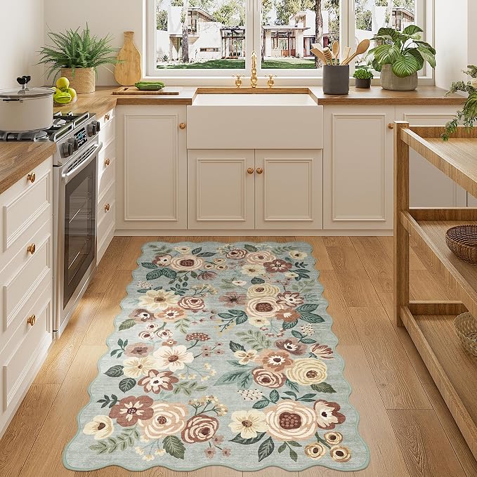 DUKINO 3x5 Area Rug, Floral Non-Slip Indoor Washable Rug