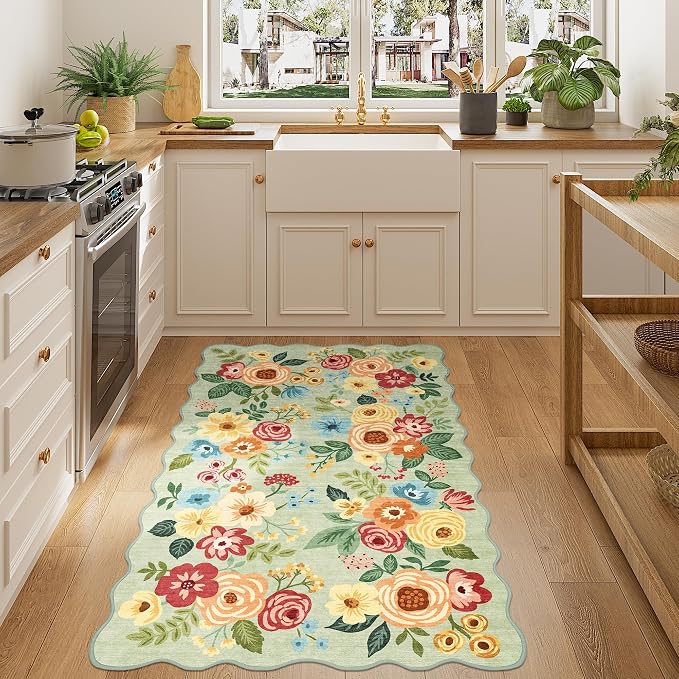 DUKINO 3x5 Area Rug, Floral Non-Slip Indoor Washable Rug
