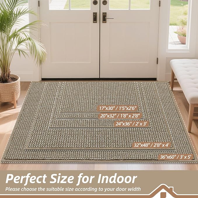 BEQHAUSE Dirt Trapper Door Mat 32" x 48", Non-Slip Washable Doormats Entrance
