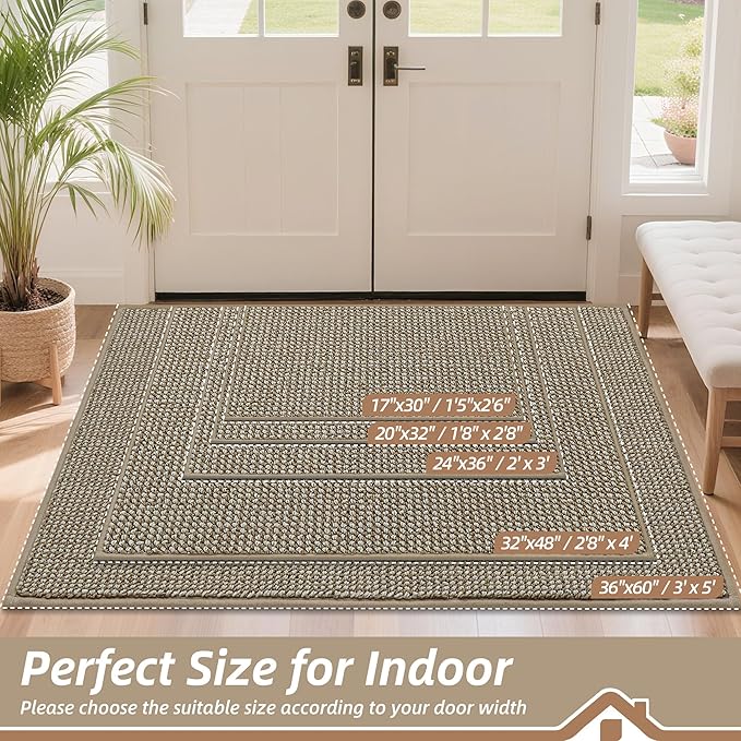 BEQHAUSE Dirt Trapper Door Mat 17"x30", Non-Slip Doormats Washable Entryway Rugs