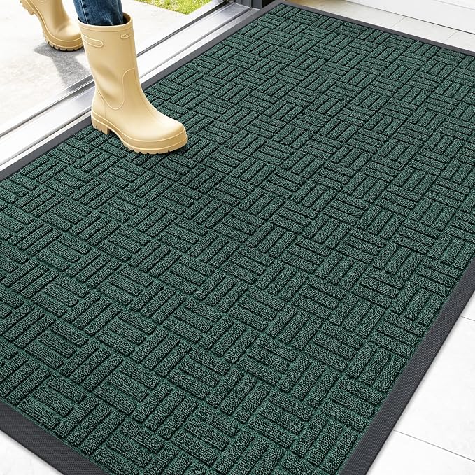 OLANLY Front Door Mat Outside Entrance 47x32, Heavy Duty Sturdy Natural Rubber