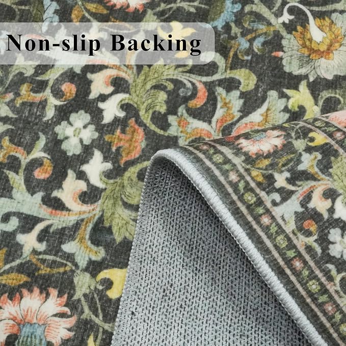 3x5 Living Room Area Rugs: Vintage Washable Non-Slip Rug