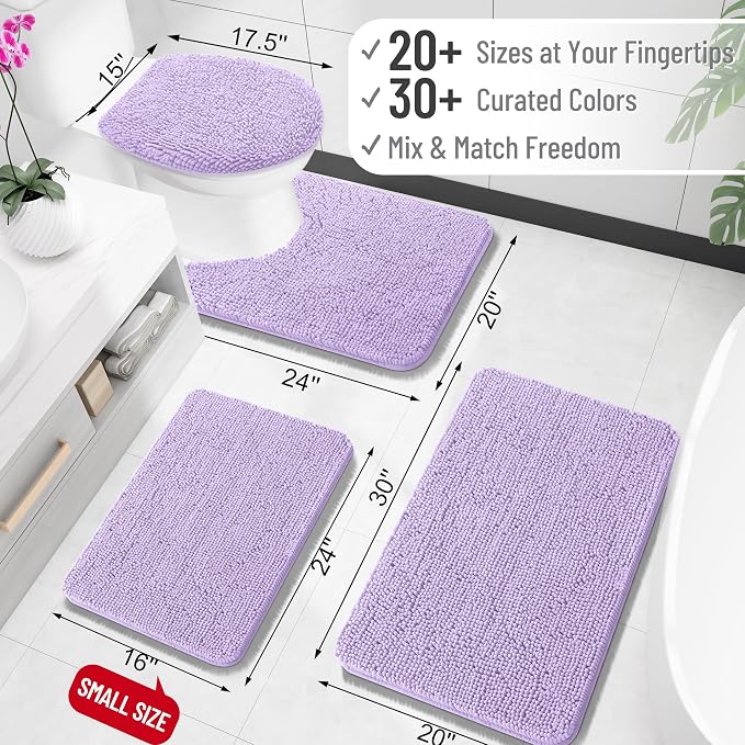 OLANLY Toilet Rugs U-Shaped 24x24, Extra Soft Absorbent Chenille Contour