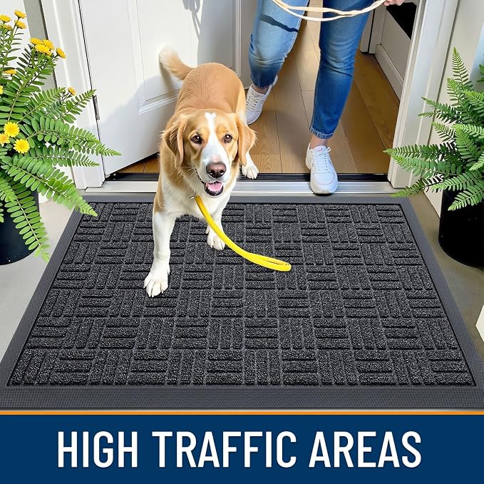 OLANLY Front Door Mat Outside Entrance 71x23, Heavy Duty Sturdy Natural Rubber