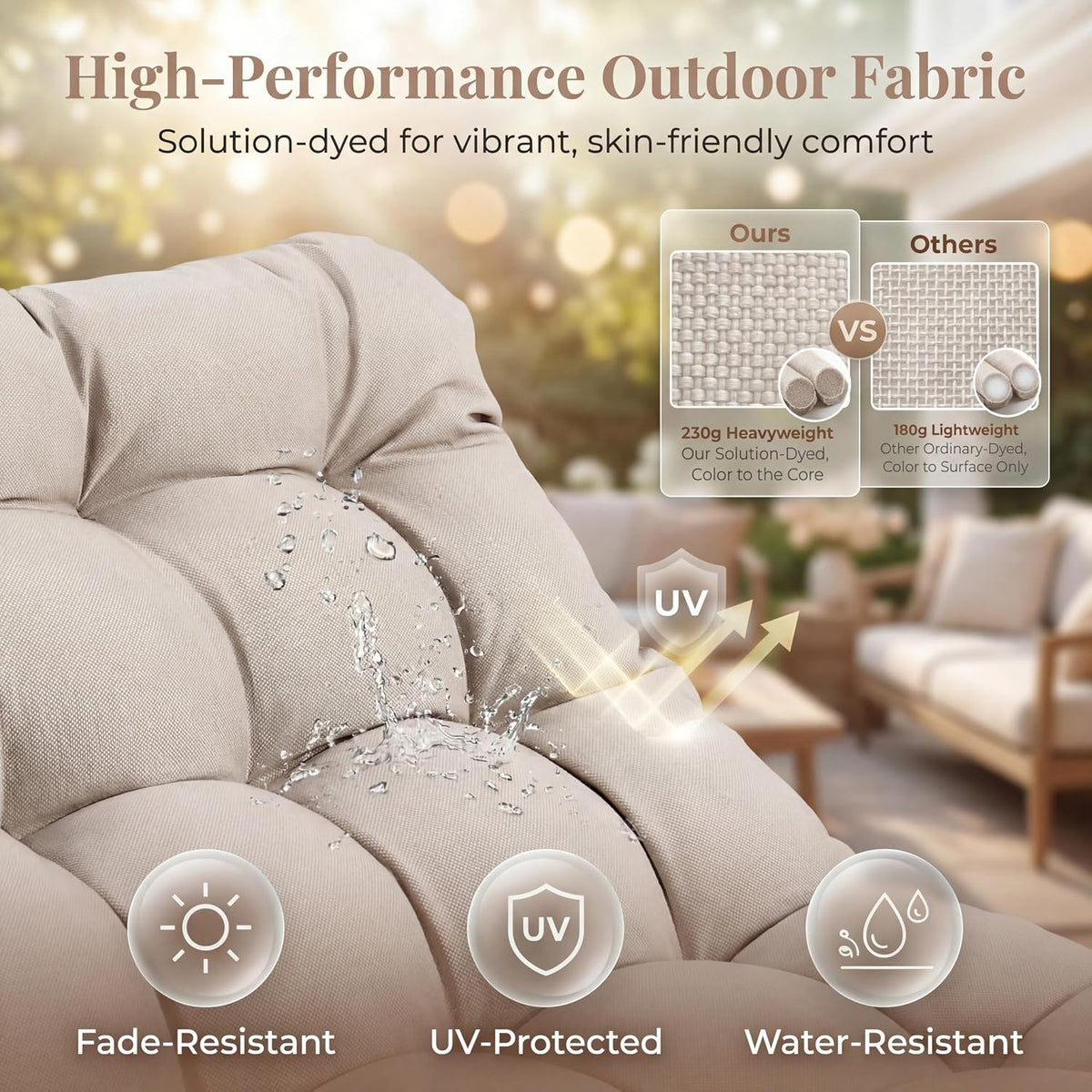 RADIATA 2pcs Rocking Lounge Chair, Outdoor Reclining Lounger with Footrest