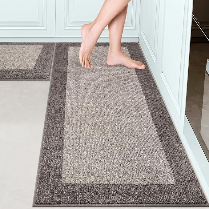 Machine Washable Kitchen Rugs Set of 2, Non Slip Kitchen Mats