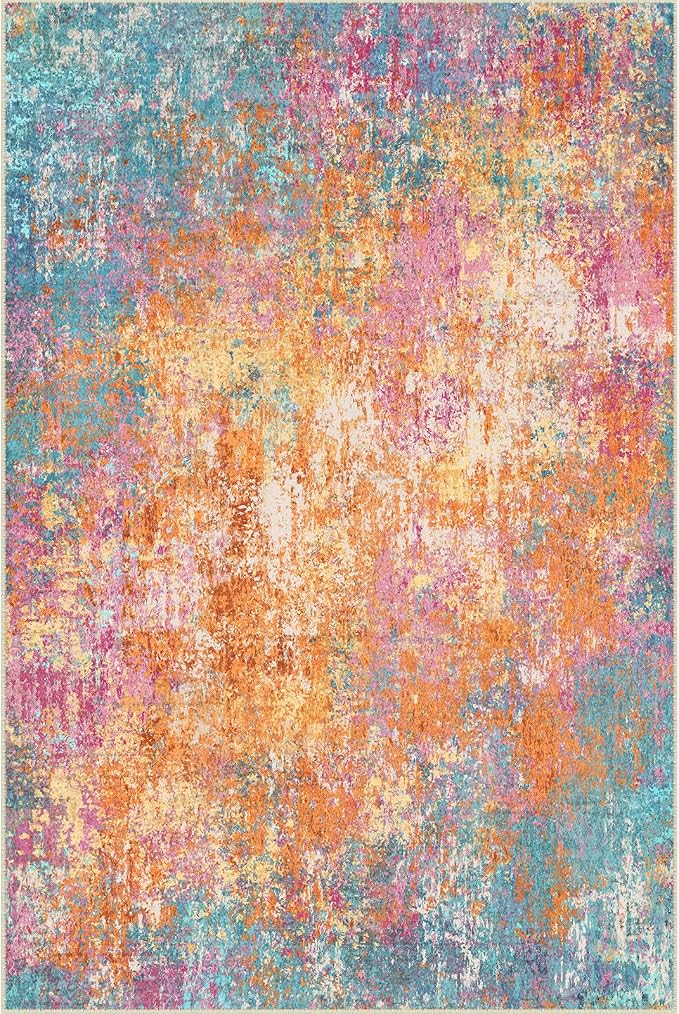 RELEANY Washable Area Rugs 6'x9' Non-Slip Modern Abstract Soft